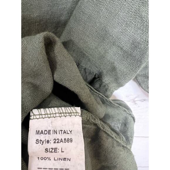 Francesca Bettini Army Green Linen Dress Size LG - Picture 4 of 6